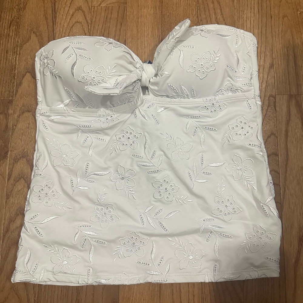 Tommy Bahama Eyelet Hideaway Tie Bandini White Tankini Swim Top Size XS - Picture 5 of 8